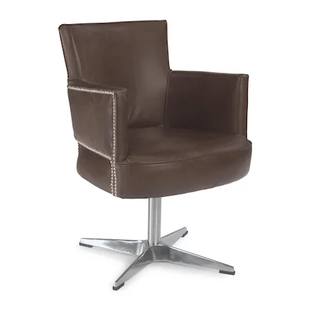 Classic Mens Lounge Swivel Chair with Stud Trim